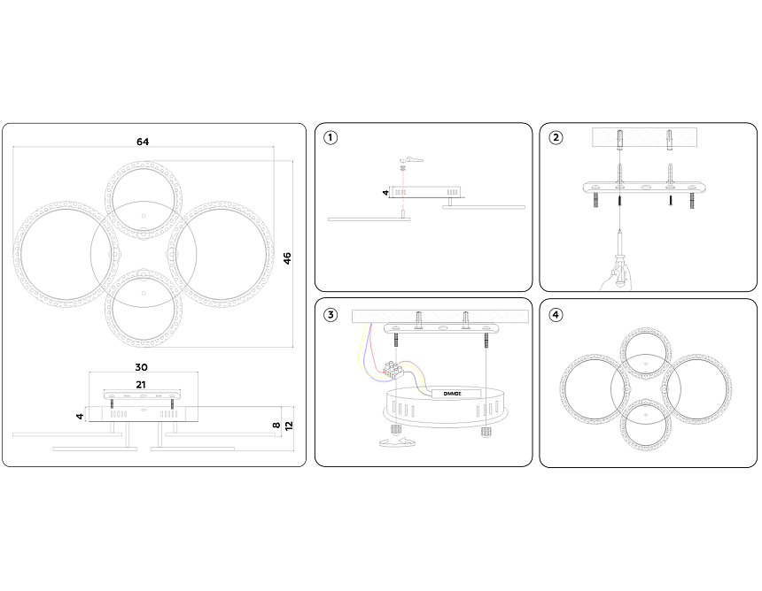 FA416/2+2 GD золото 60W 640*460*120 (ПДУ РАДИО 2.4G)